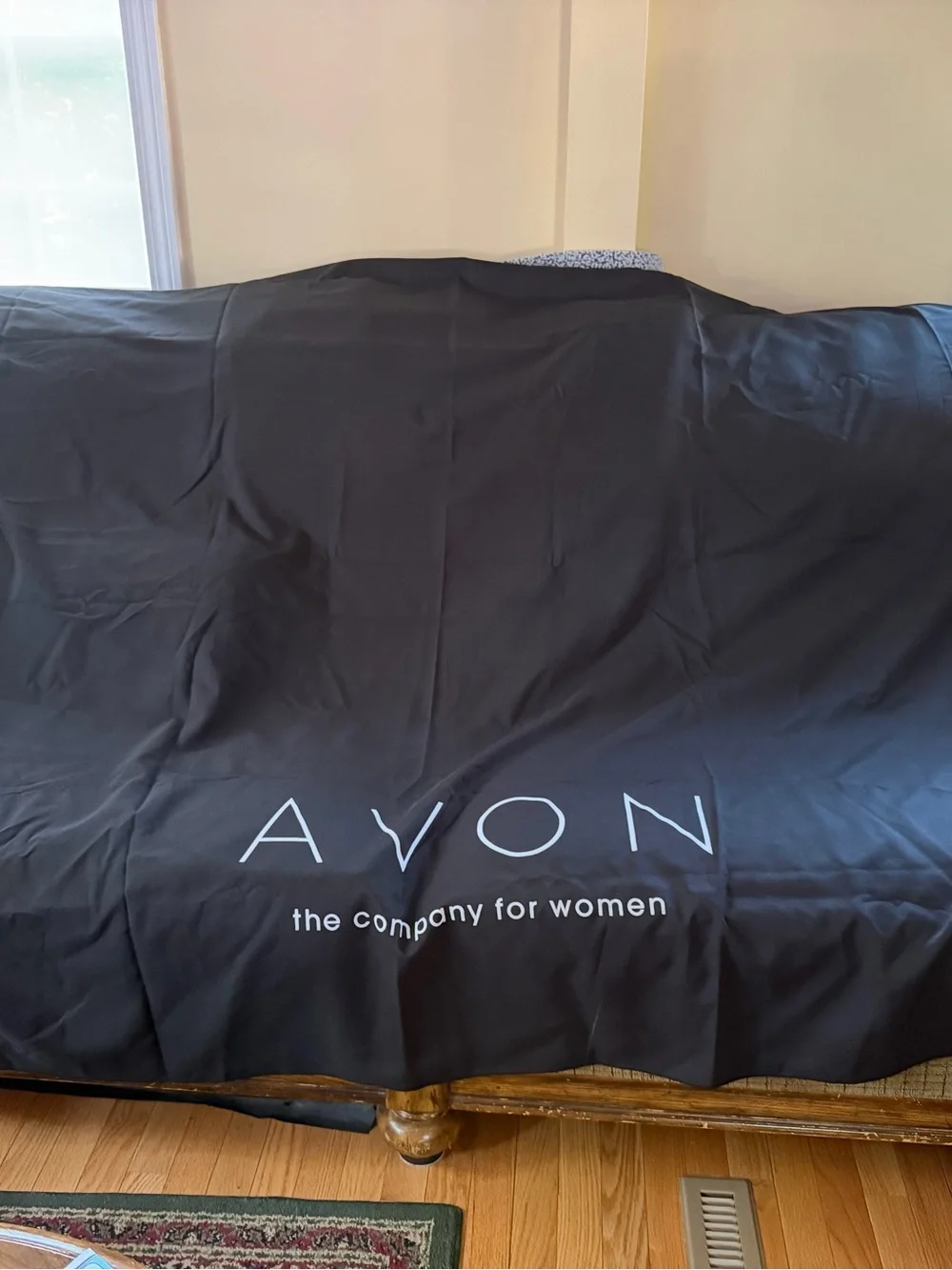 Avon Vendor Tablecloth Black with Logo - 10x6 ft Display table-2 table toppers +